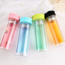 300ml Borosilicate glass double wall tea cup with PP lid,business glass cup.